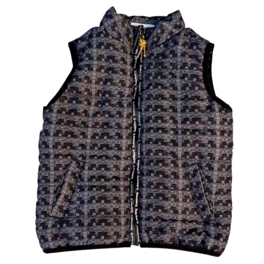 Timberland~Toddler Boys ~ Gray/Black Pixel Geometric Puffer Vest ~ Size 24 month